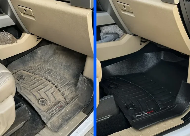 Before and after mobile car detailing result