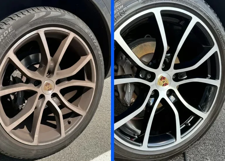 Before and after mobile car detailing result